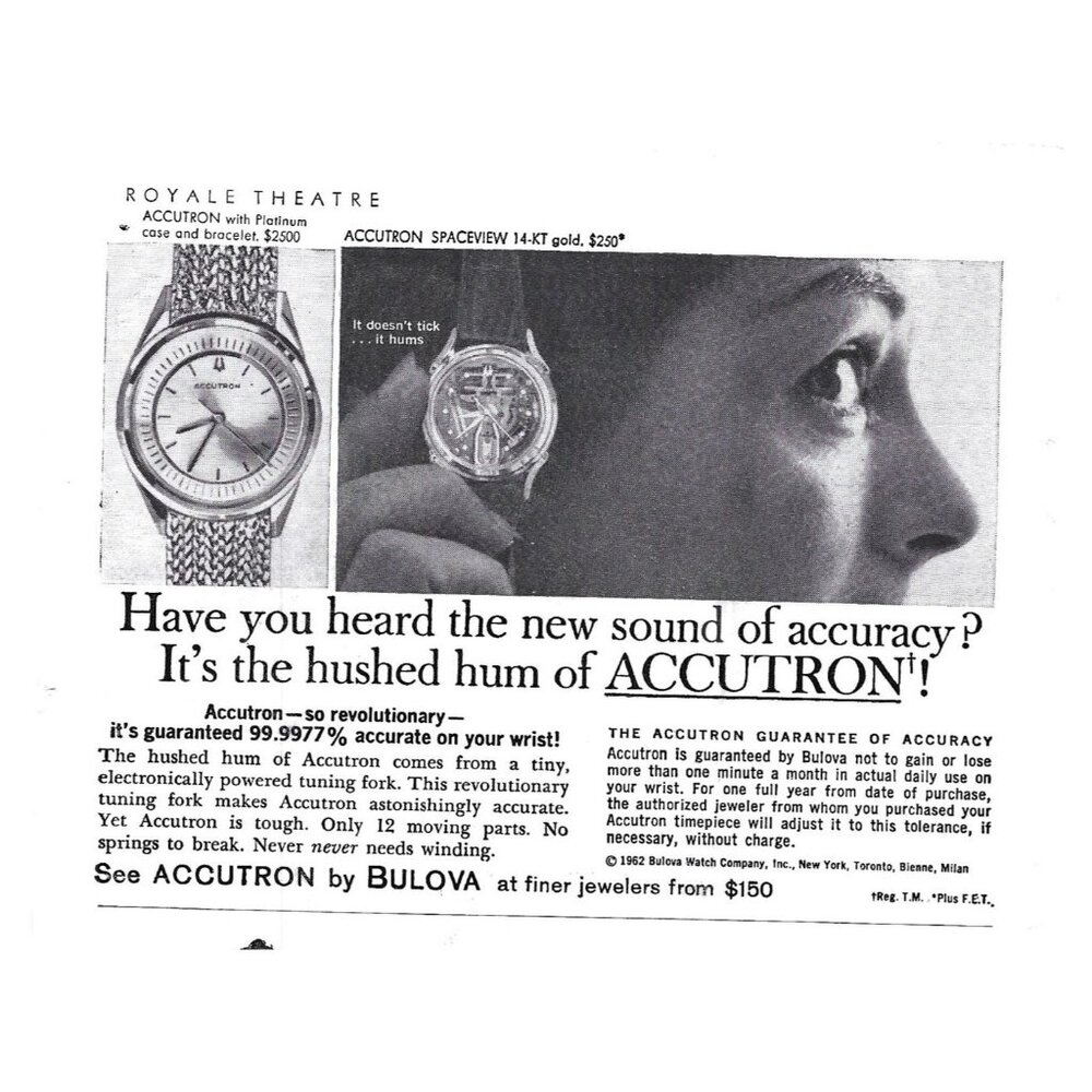 Accutron Bulova Watch ADVERT 1960s Vintage Print Ad 9 inch Tall